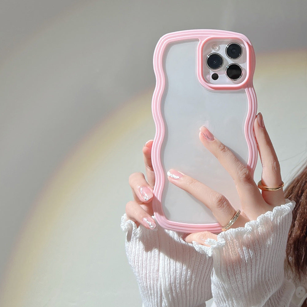 Wave Border Mobile Phone Case Solid Color Simple Candy Color - Small Enterprise