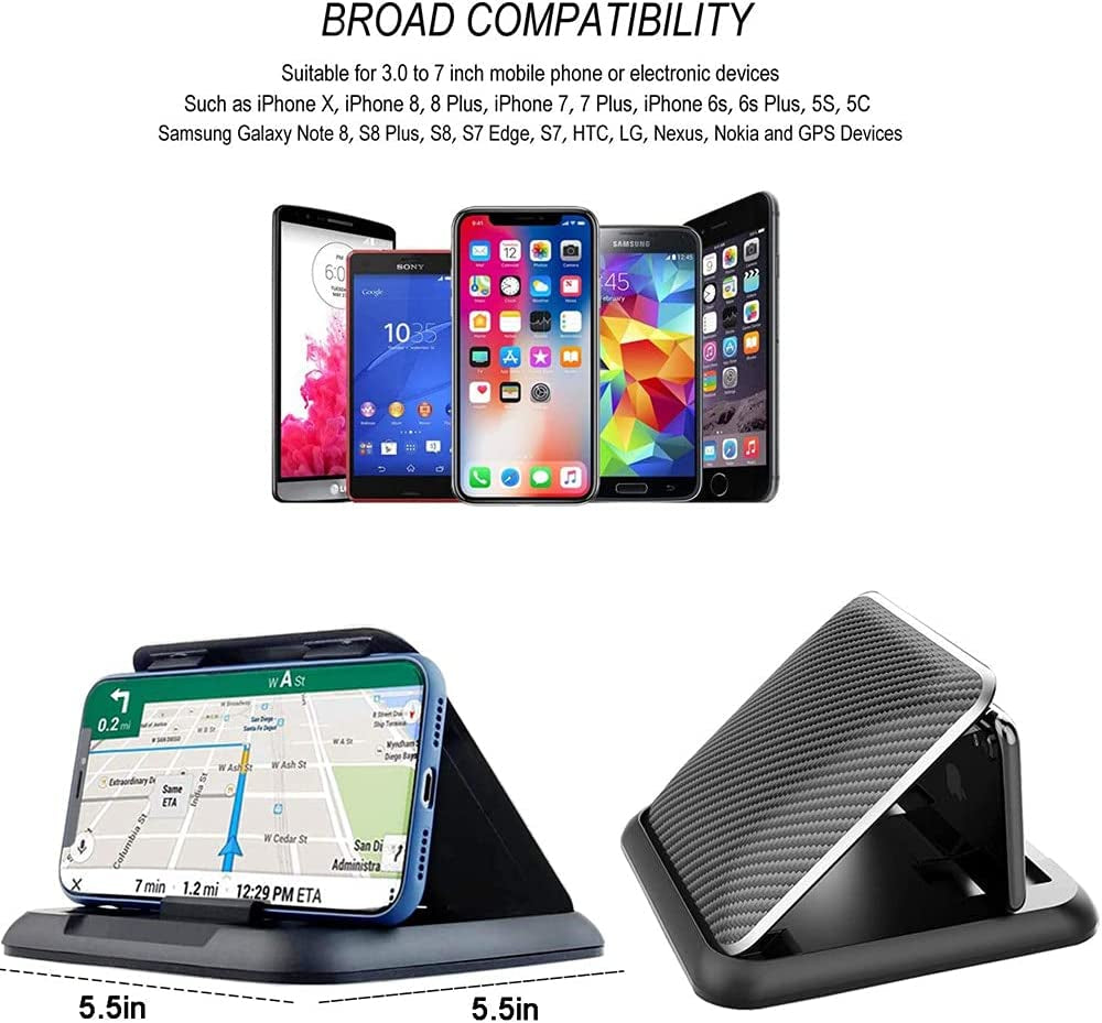 Car Phone Holder Mount, GPS Cell Phone Holder for Car Mounts Universal 3-7 Inch Non-Slip Dashboard Mobile Phone Car Mount Stand Holder (CHOLD)