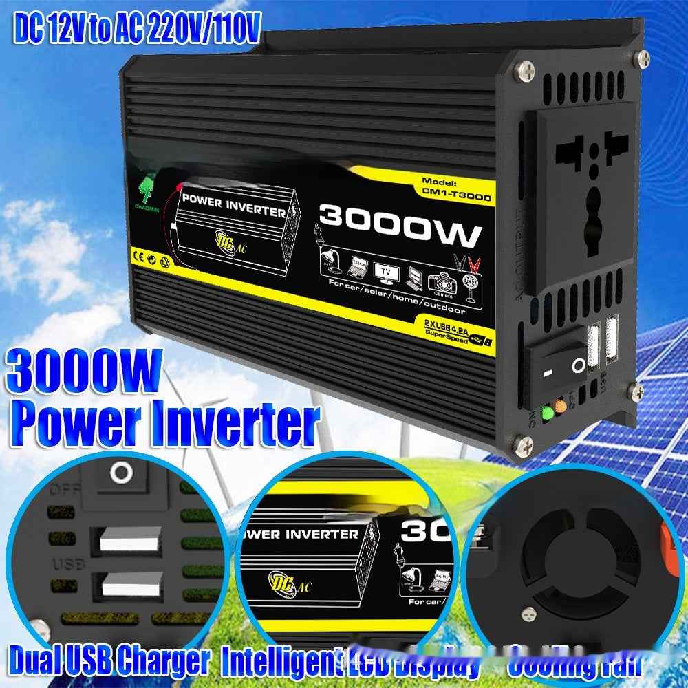 3000W 12V to 220V/110V Vehicle Solar Power Inverter