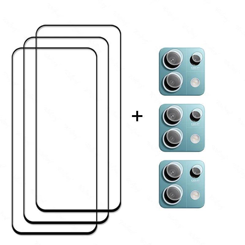 6 in 1 for Redmi Note 13 Glass Tempered Glass Redmi Note 13 Glass Full Cover Screen Protector Camera Film Redmi Note 13