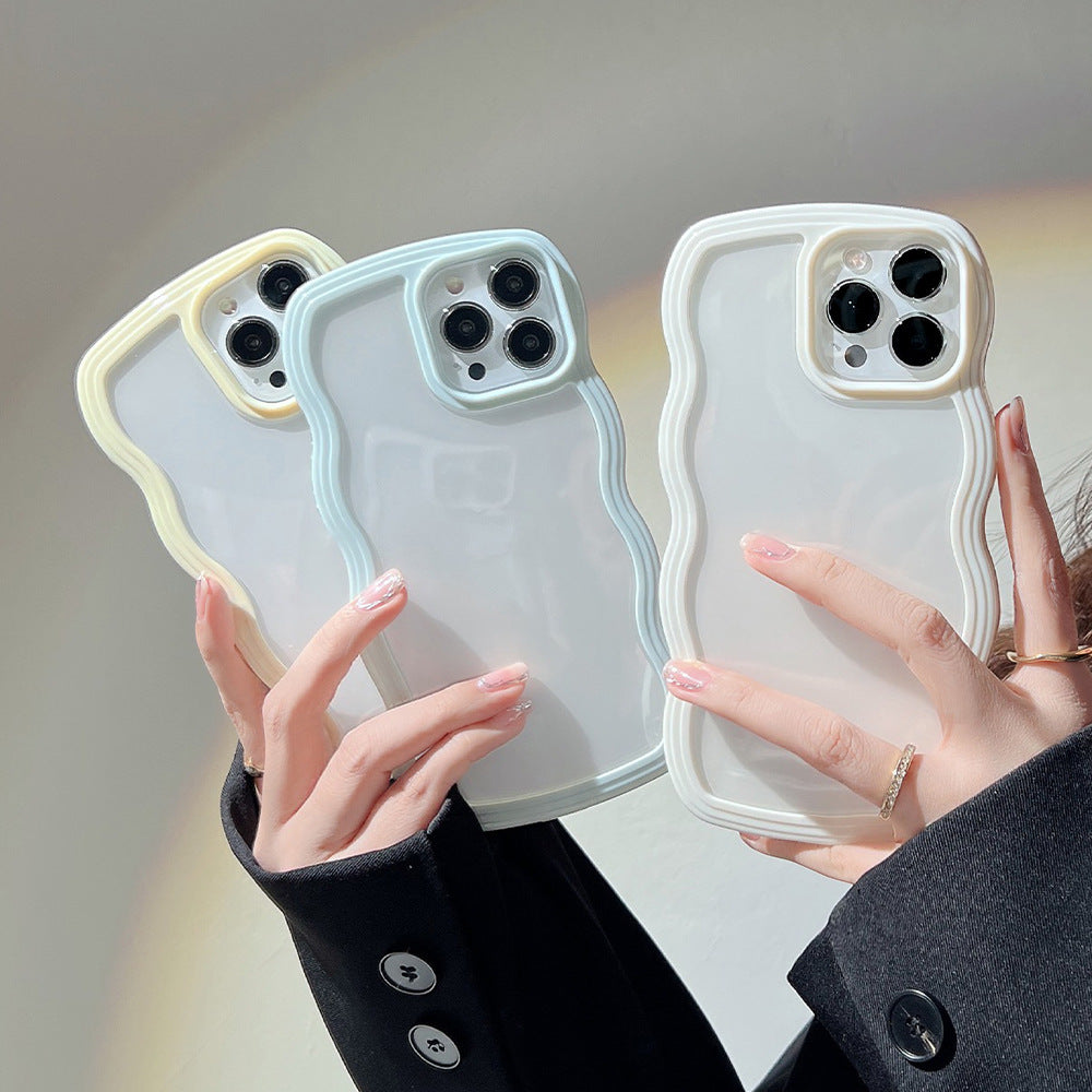 Wave Border Mobile Phone Case Solid Color Simple Candy Color - Small Enterprise