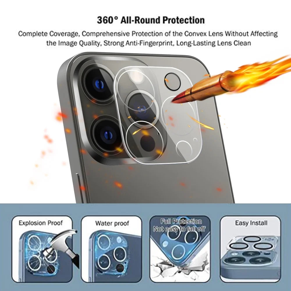 Iphone 13 Screen Protector Tempered Glass + Camera Lens Protector, for Iphone 12 13 Pro Max Screen Protector, 9H Clear