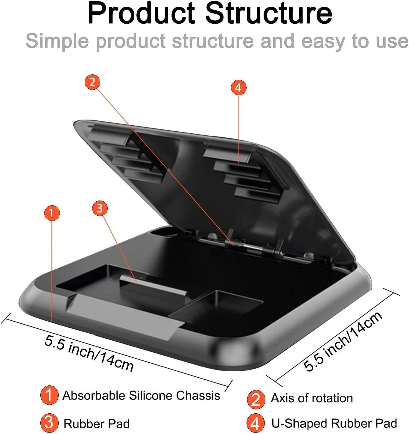 Car Phone Holder Mount, GPS Cell Phone Holder for Car Mounts Universal 3-7 Inch Non-Slip Dashboard Mobile Phone Car Mount Stand Holder (CHOLD)
