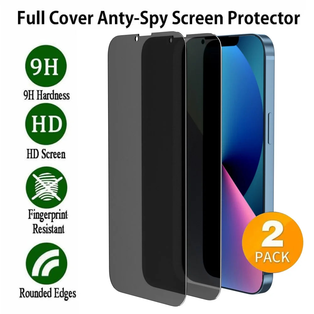 Privacy Screen Protector Compatible with Iphone 13 Mini anti Spy Case Friendly Tempered Glass 9H Black (2 Pack)