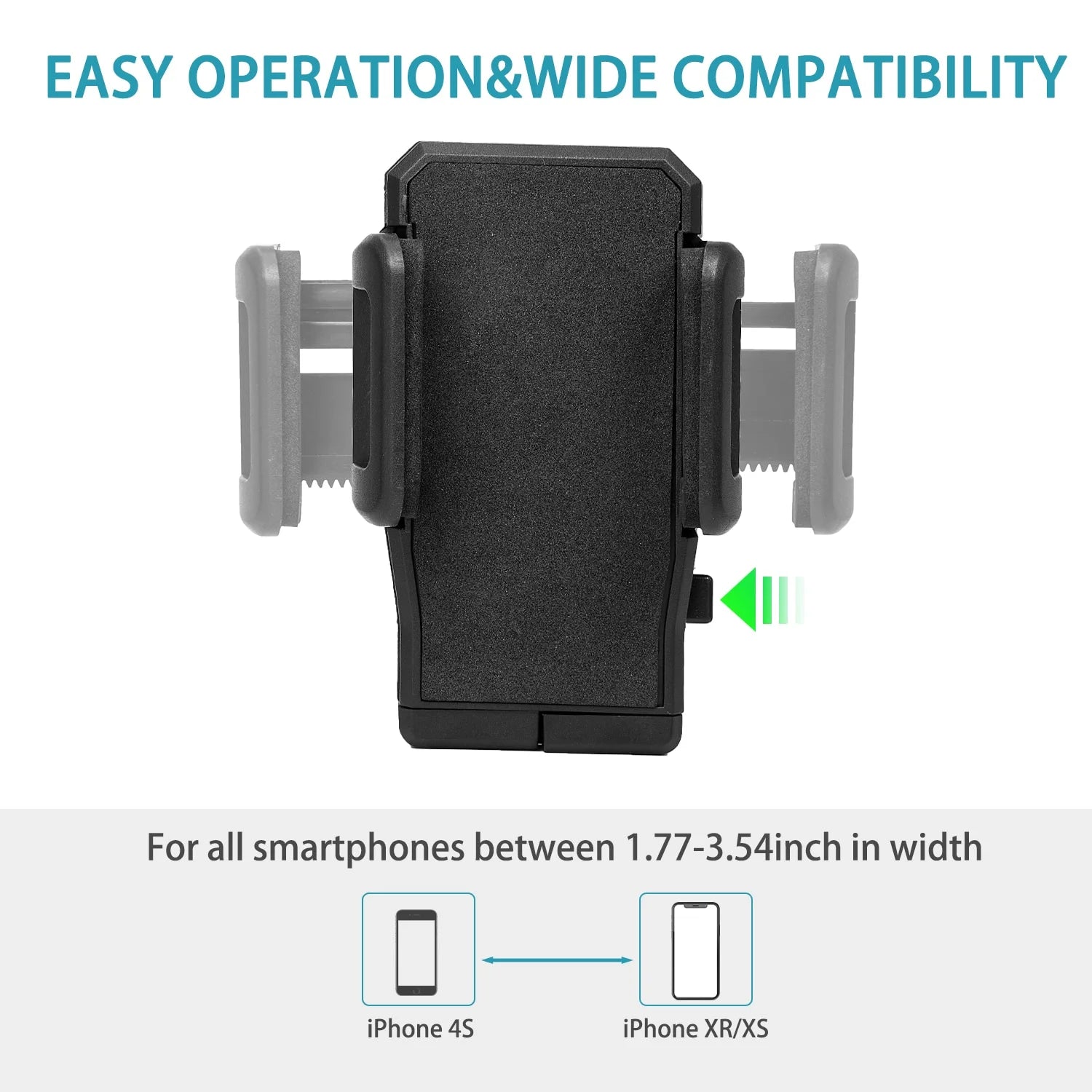 Universal Cup Holder Cell Phone Car Mount with Long Adjustable Arm and Rotatable Cradle with Quick Release Button - Black