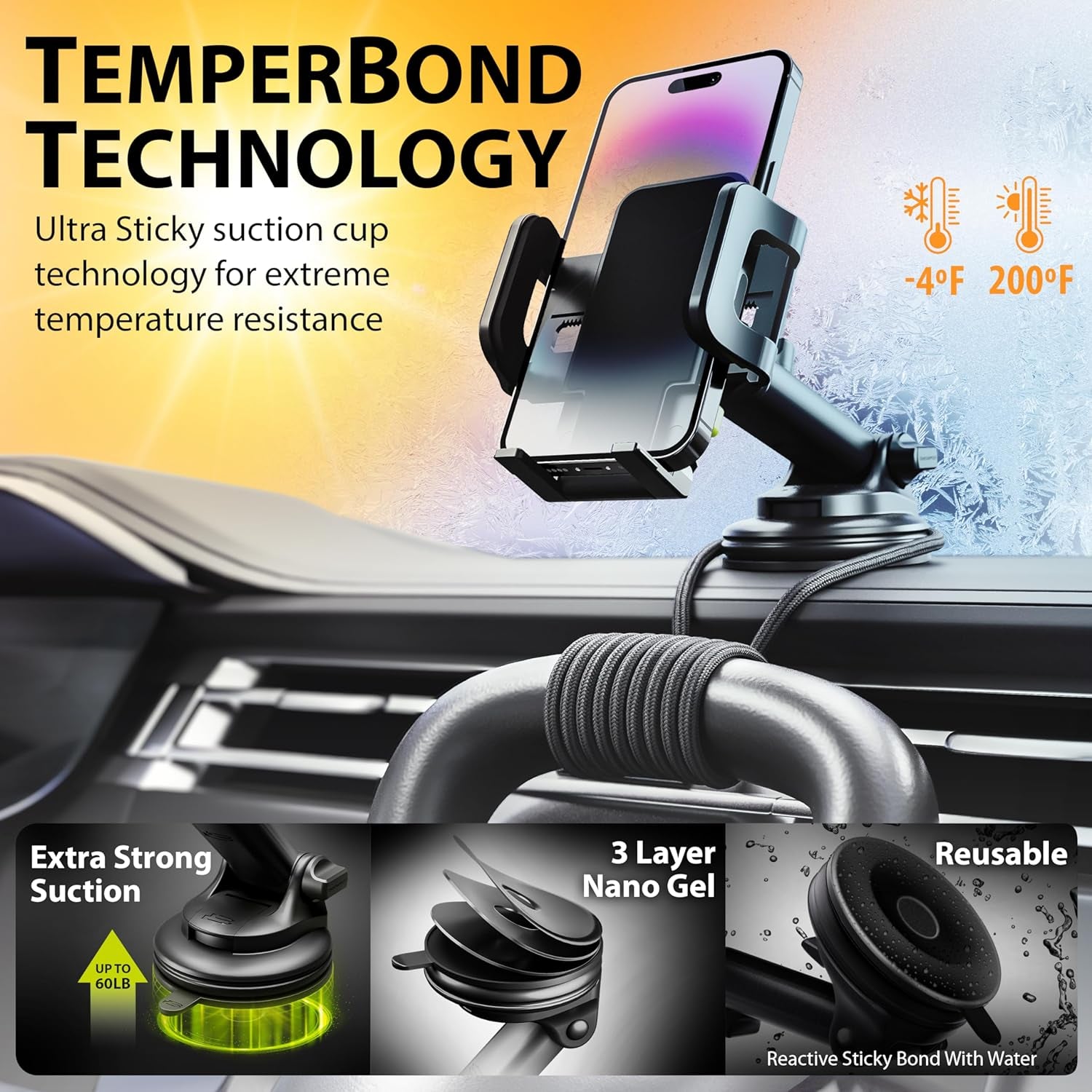 Tripgrip Series Cell Phone Mount Phone Holder for Car Dashboard Windshield Vent Expandable