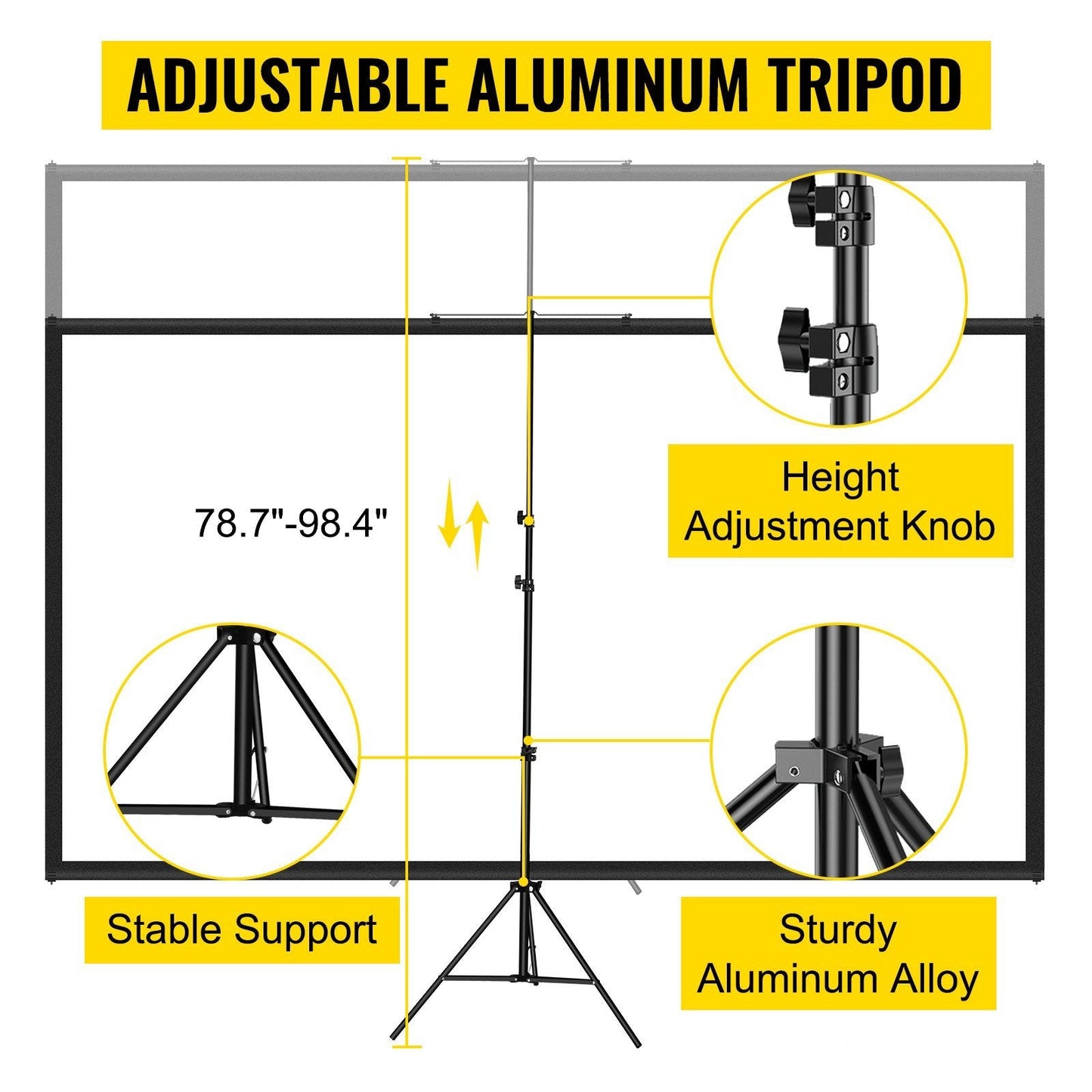 VEVOR Tripod Projector Screen with Stand 100inch 16:9 - Small Enterprise