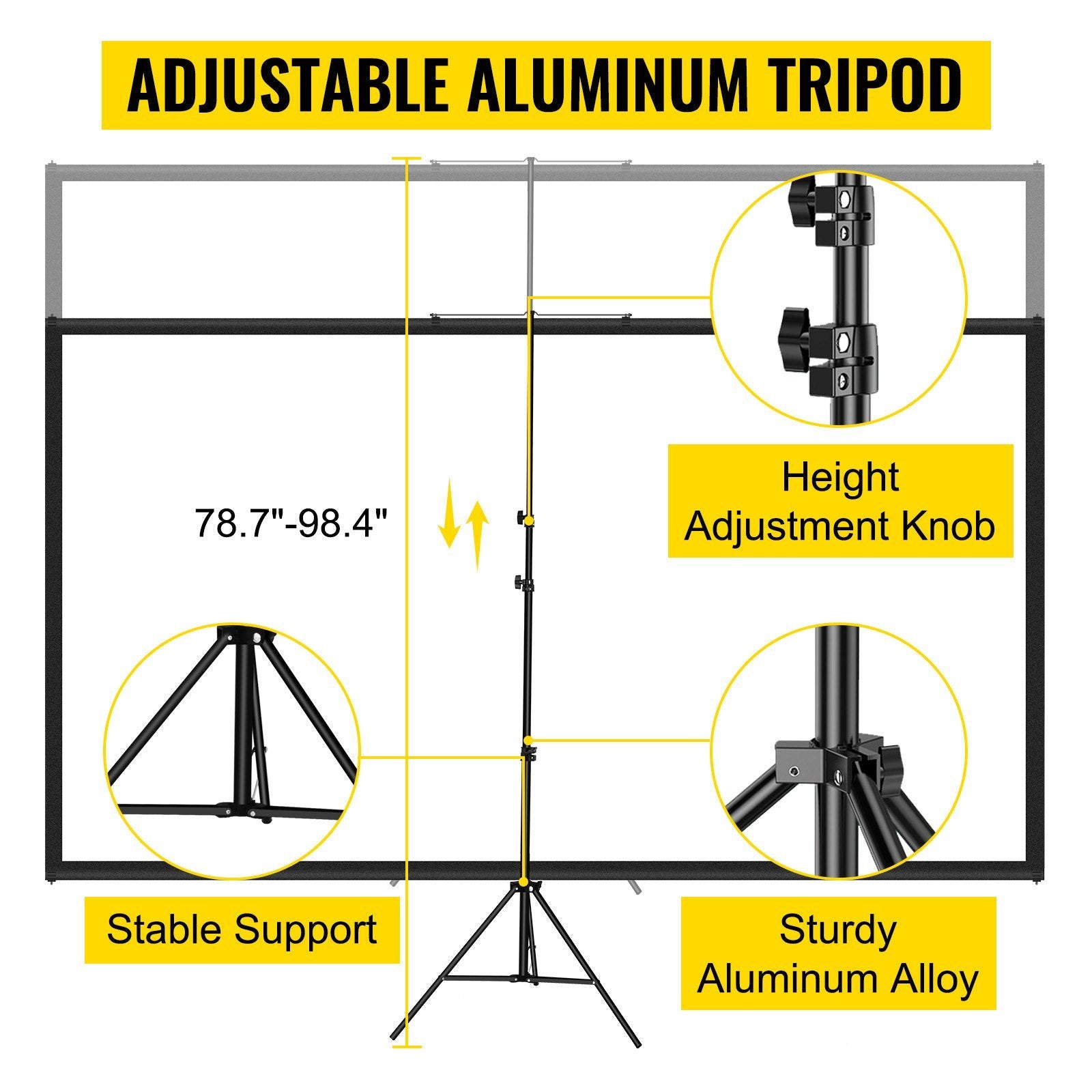 VEVOR Tripod Projector Screen with Stand 100inch 16:9 - Small Enterprise