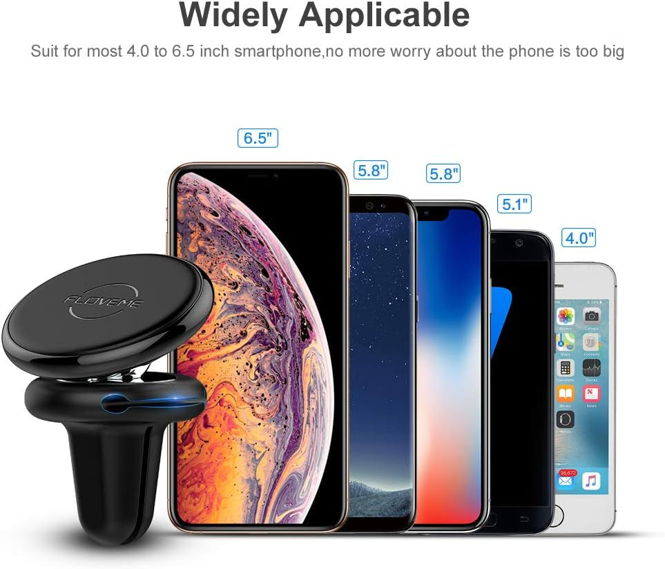Magnetic Phone Car Mount Holder - Car Air Vent Magnet Cell Phone Holder for Car Strong N52 Magnetic Car Phone Mount with 4 Pcs Metal Plate Compatible with Iphone 12 Pro 11 Samsung Google LG