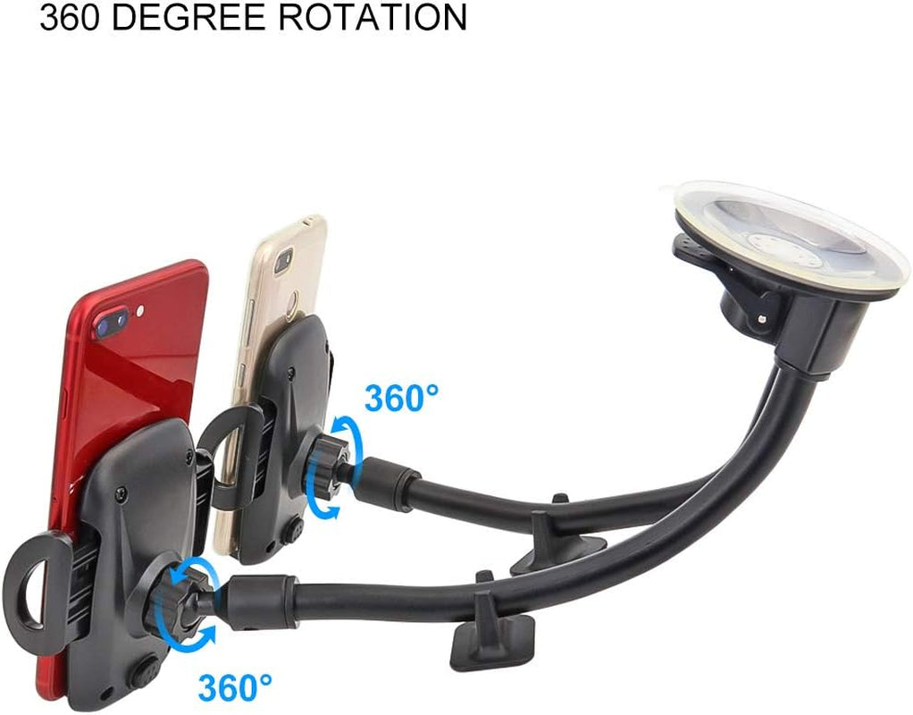 Dual Phone Holder for Car, Phone Mount for Truck Windshield/Dashboard Compatible with Iphone 11/Xs/Xr/X/8 Plus/8/7/6, Samsung Note 10+/10/9/8/7, HTC, LG and More 3.5-6.5 Inch Cell Phone