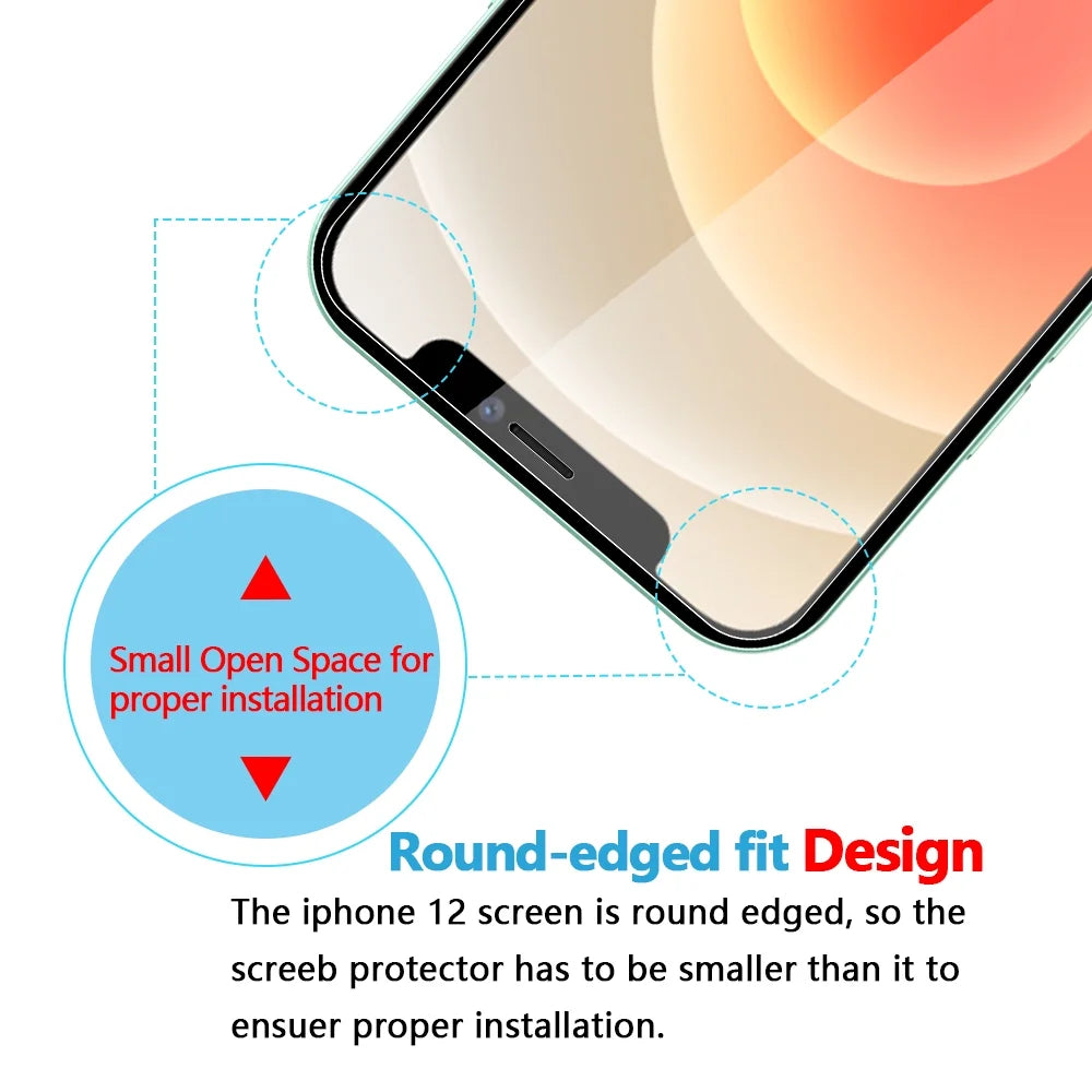 Iphone 12 Pro Screen Protector Tempered Glass + Camera Lens Protector 6.1", for Iphone 12 13 Pro Max Screen Protector, 9H Clear