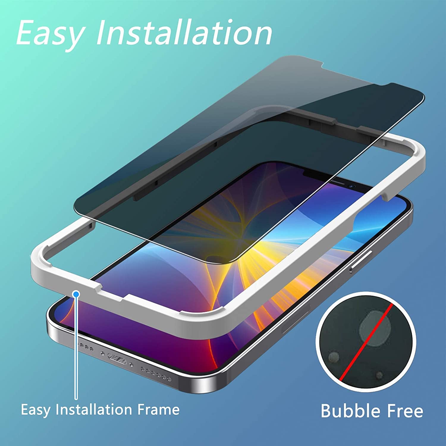 (2 Pack Privacy Screen Protector for Iphone 12 Pro Max, anti Spy Tempered Glass Screen Protector, Touch Sensitive, Bubble-Free, Case Friendly, with Easy Installation Tray