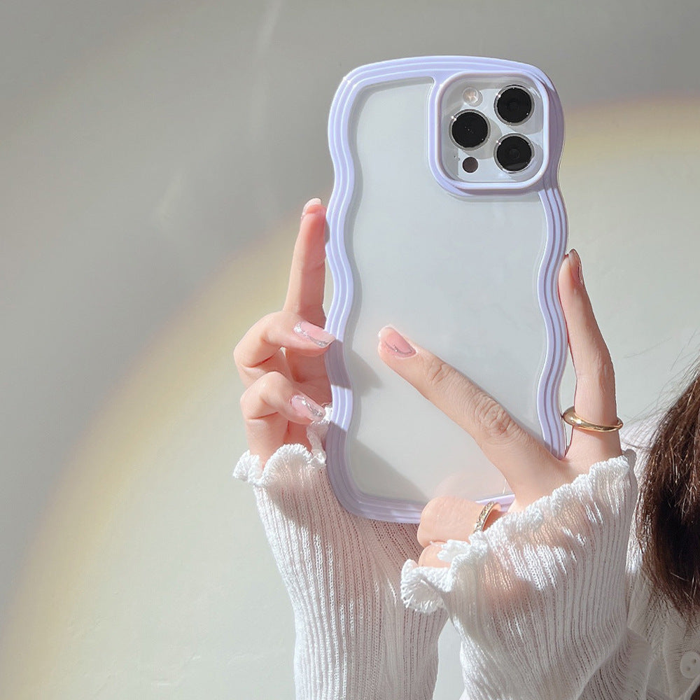Wave Border Mobile Phone Case Solid Color Simple Candy Color - Small Enterprise