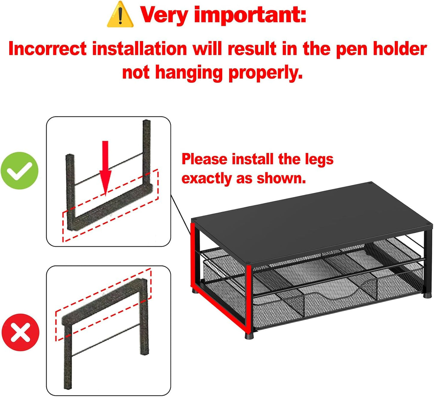 Desk Organizer and Accessories, 2-Tier Computer Monitor Stand Riser with Drawer and 2 Pen Holders, Laptop Stand, Office Desk Accessories for Office Supplies, Black