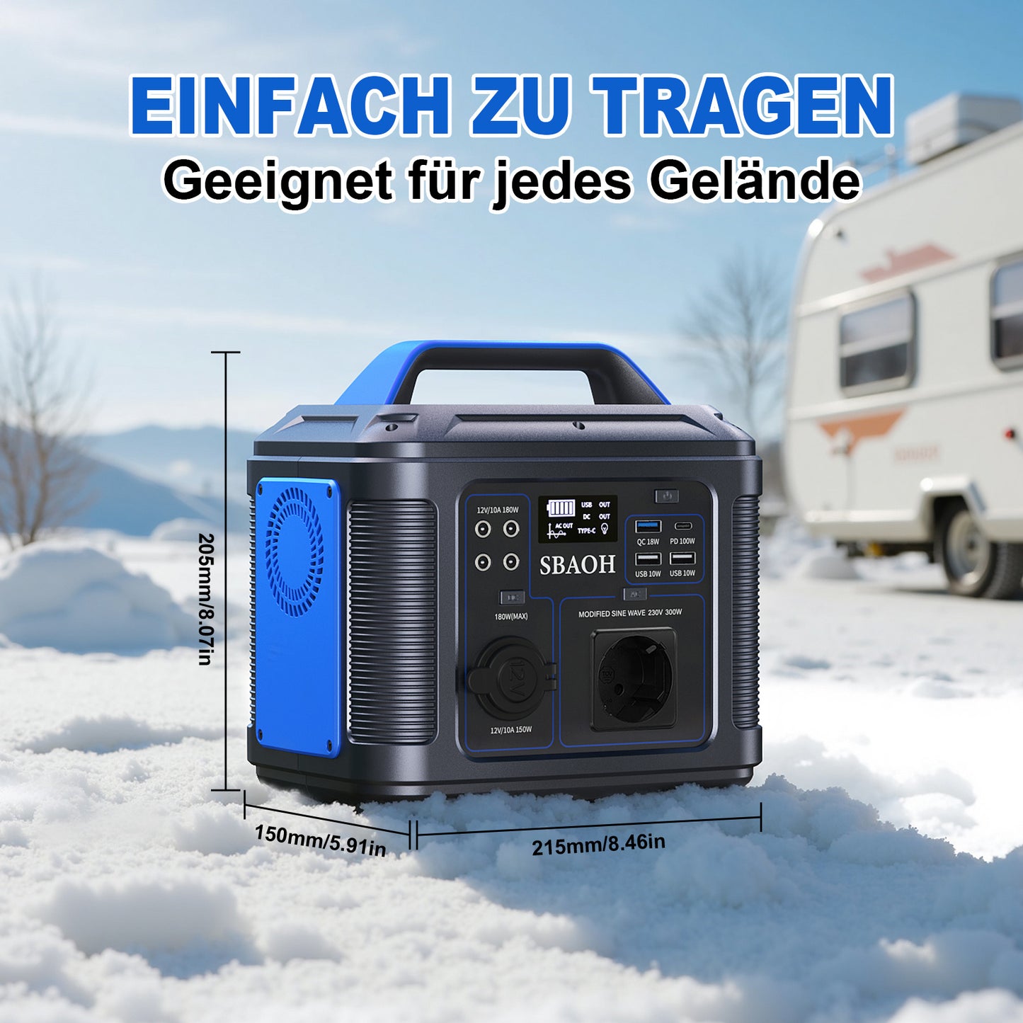 SBAOH Portable Power Station 300W,solar Power Generator 296Wh 80000mAh,solar Power Bank Portable Charger