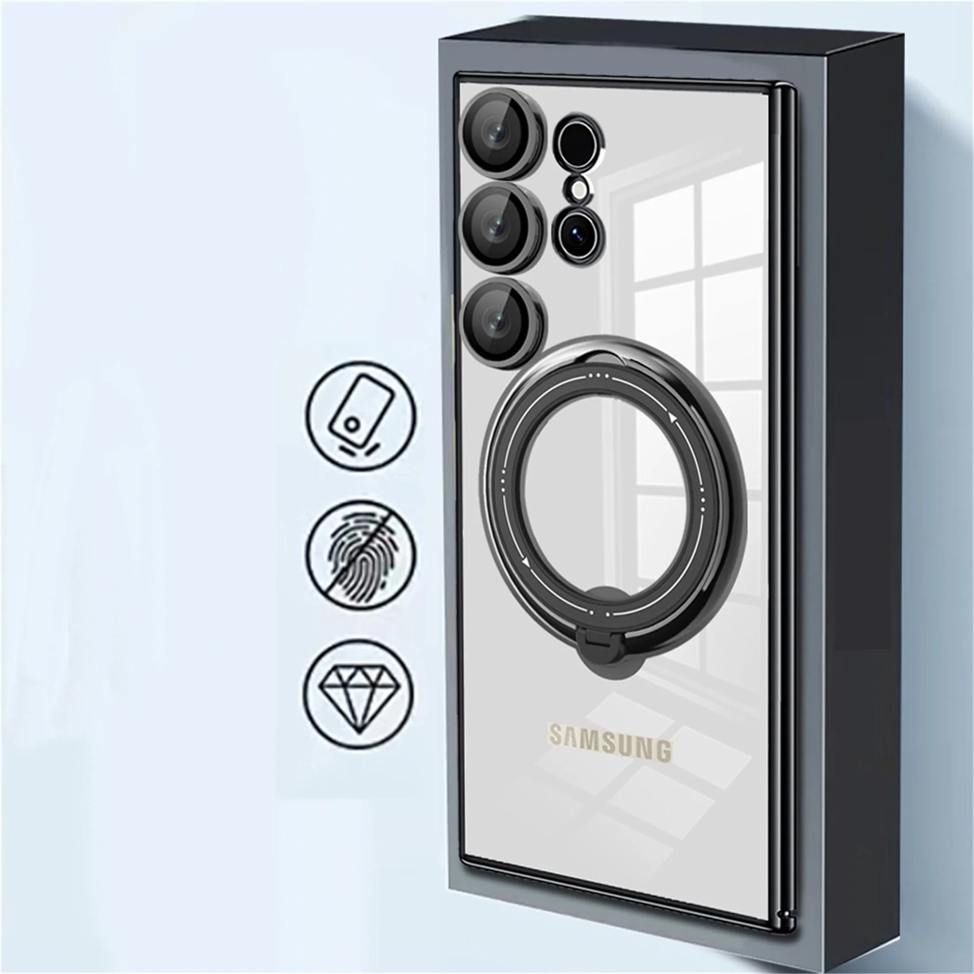 TPU Back Cover Cell Phone Case with Camera Lens Protector for Samsung Galaxy S24 Ultra