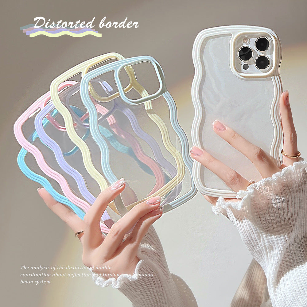 Wave Border Mobile Phone Case Solid Color Simple Candy Color - Small Enterprise