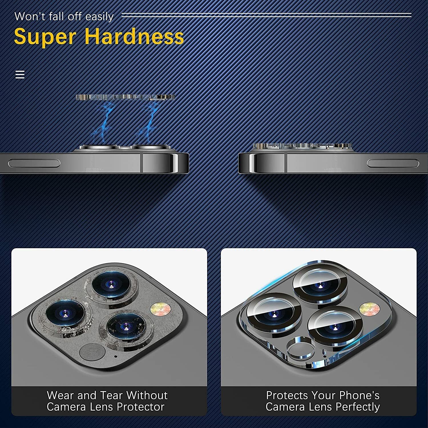 3X for Iphone 16 15 14 13 12 11 Pro Max Tempered Glass Camera Lens Protector