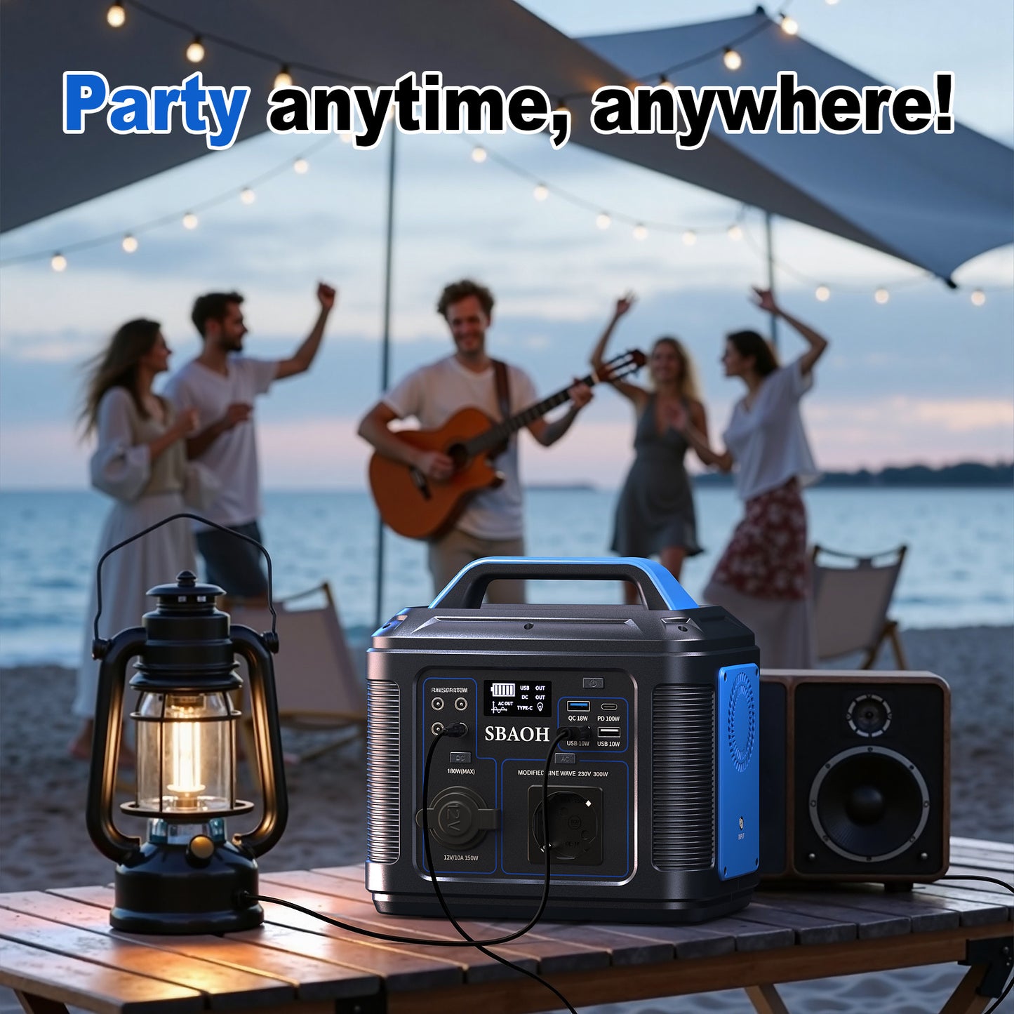 SBAOH Portable Power Station 300W,solar Power Generator 296Wh 80000mAh,solar Power Bank Portable Charger