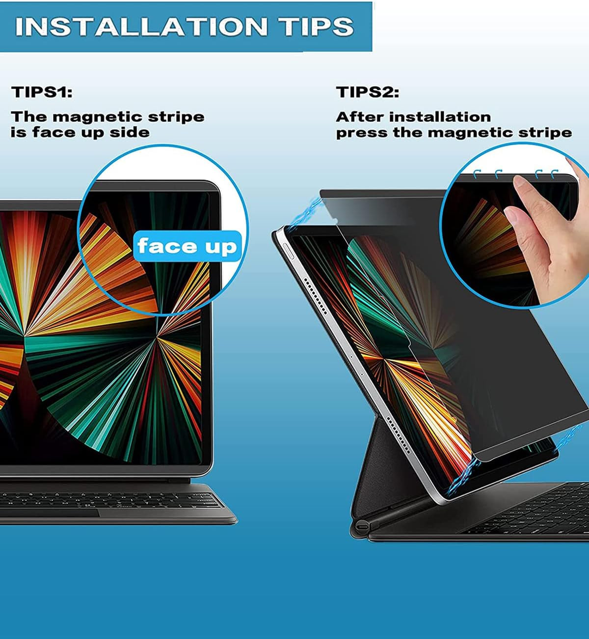 Magnetic Ipad Privacy Screen Protector for 10.2 2021 Ipad 9Th Gen/2020 Ipad 8Th Gen/ 2019 Ipad 7Th Gen, Anti-Glare anti Spy Screen Film Guard Compatible with Ipad10.2 Inch[Landscape Privacy]