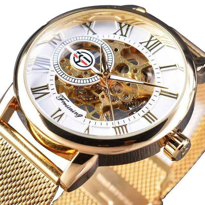 Fashion Roman Numeral Mesh Belt Mechanical Watch