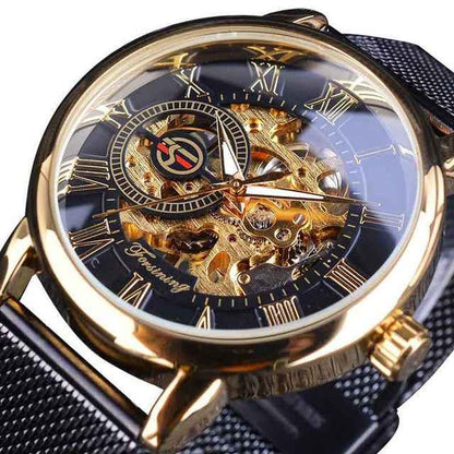 Fashion Roman Numeral Mesh Belt Mechanical Watch