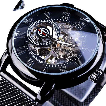 Fashion Roman Numeral Mesh Belt Mechanical Watch