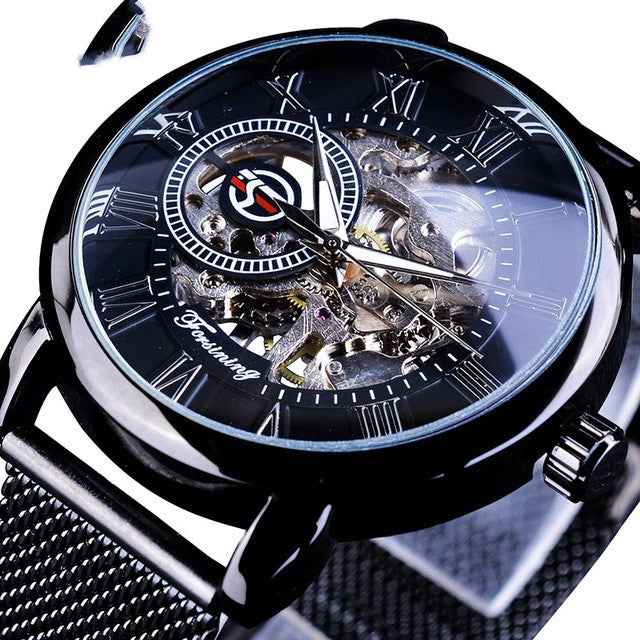Fashion Roman Numeral Mesh Belt Mechanical Watch