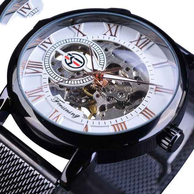 Fashion Roman Numeral Mesh Belt Mechanical Watch