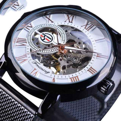 Fashion Roman Numeral Mesh Belt Mechanical Watch