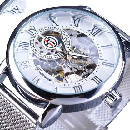 Fashion Roman Numeral Mesh Belt Mechanical Watch