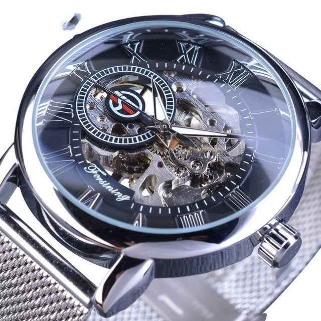 Fashion Roman Numeral Mesh Belt Mechanical Watch