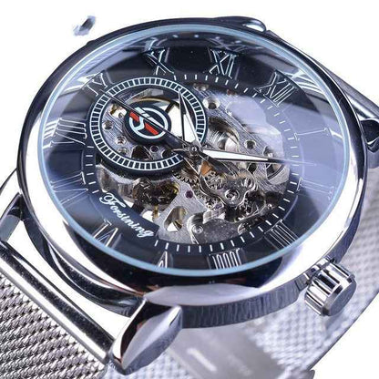 Fashion Roman Numeral Mesh Belt Mechanical Watch