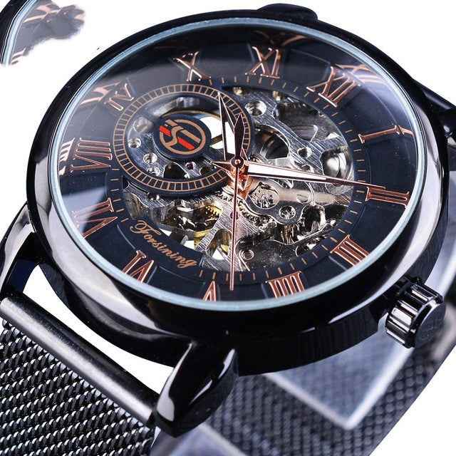 Fashion Roman Numeral Mesh Belt Mechanical Watch