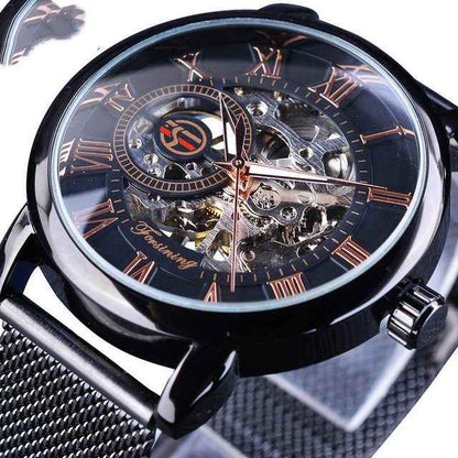 Fashion Roman Numeral Mesh Belt Mechanical Watch