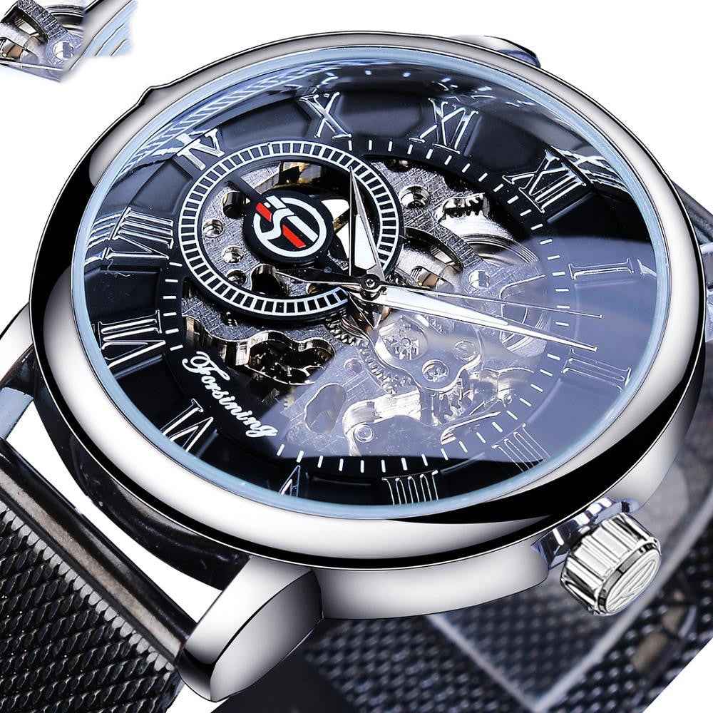 Fashion Roman Numeral Mesh Belt Mechanical Watch