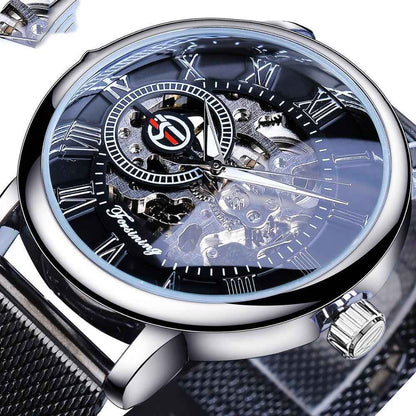 Fashion Roman Numeral Mesh Belt Mechanical Watch