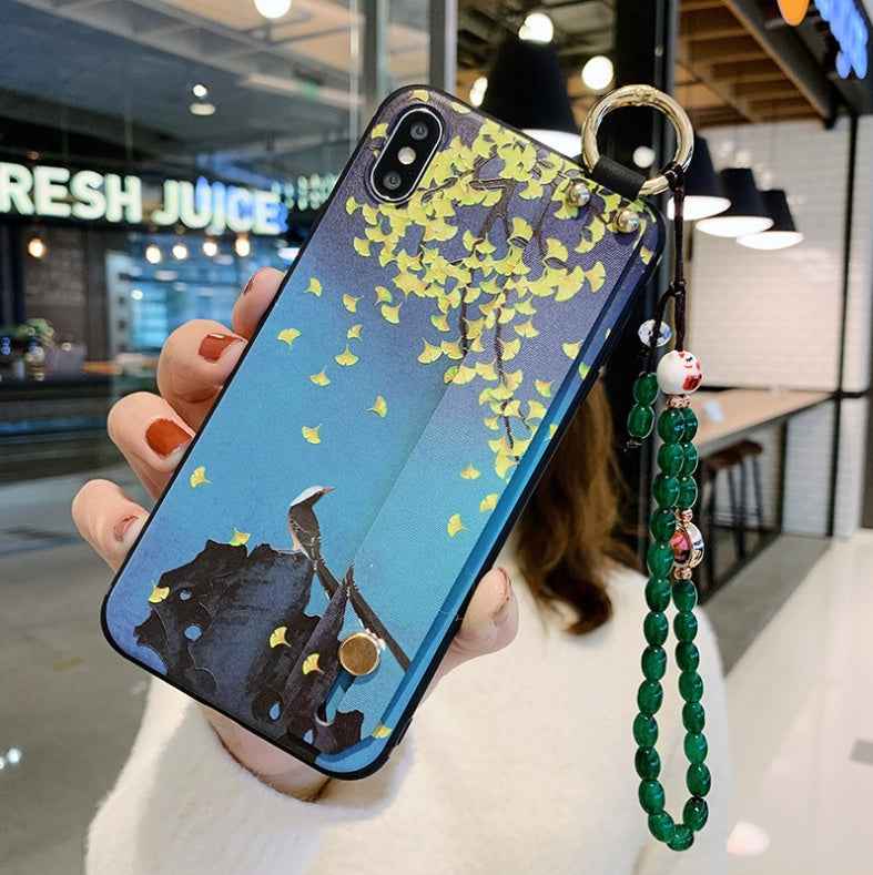 Rose Floral Wrist Strap Case for iPhone