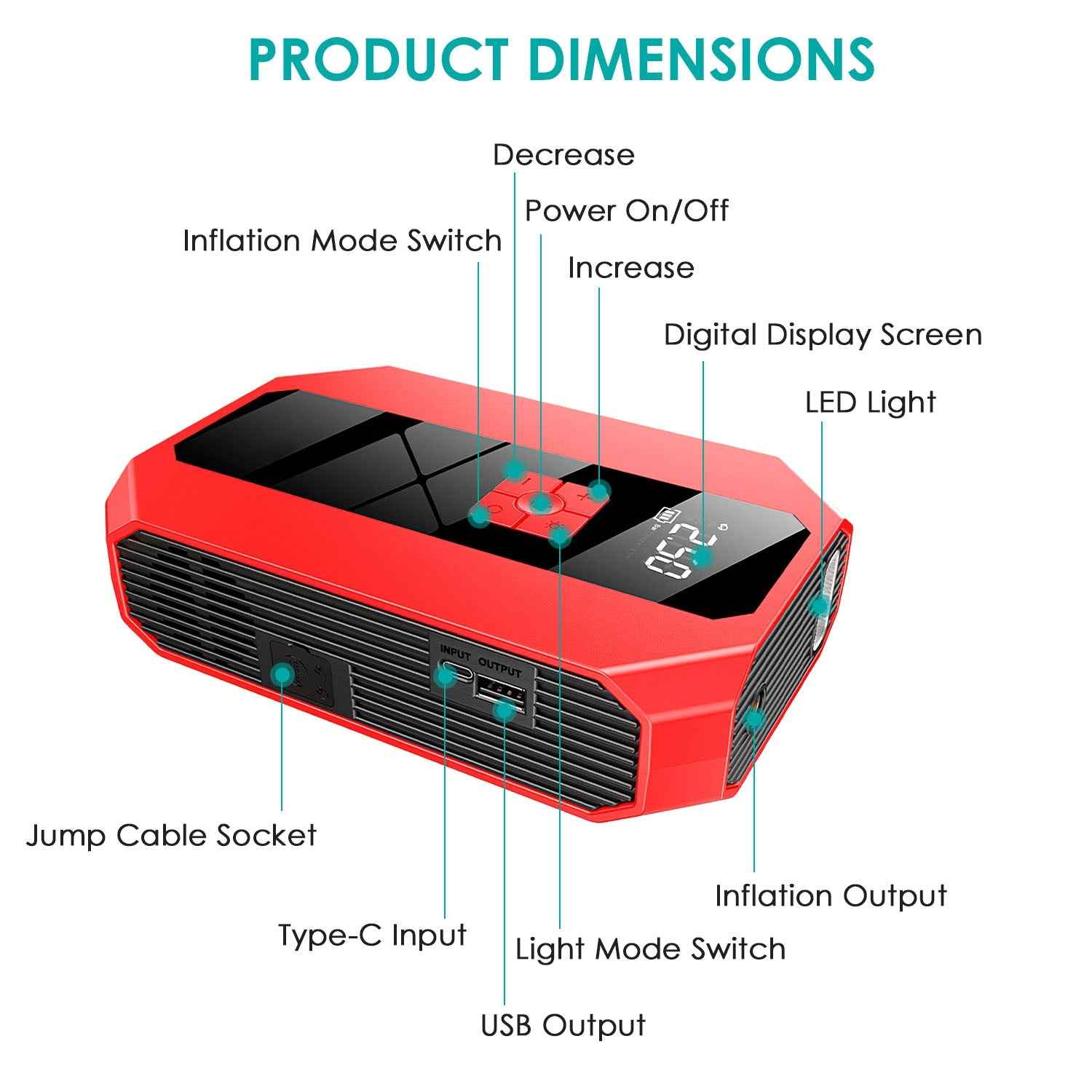 Portable Car Jump Starter & Air Compressor Combo