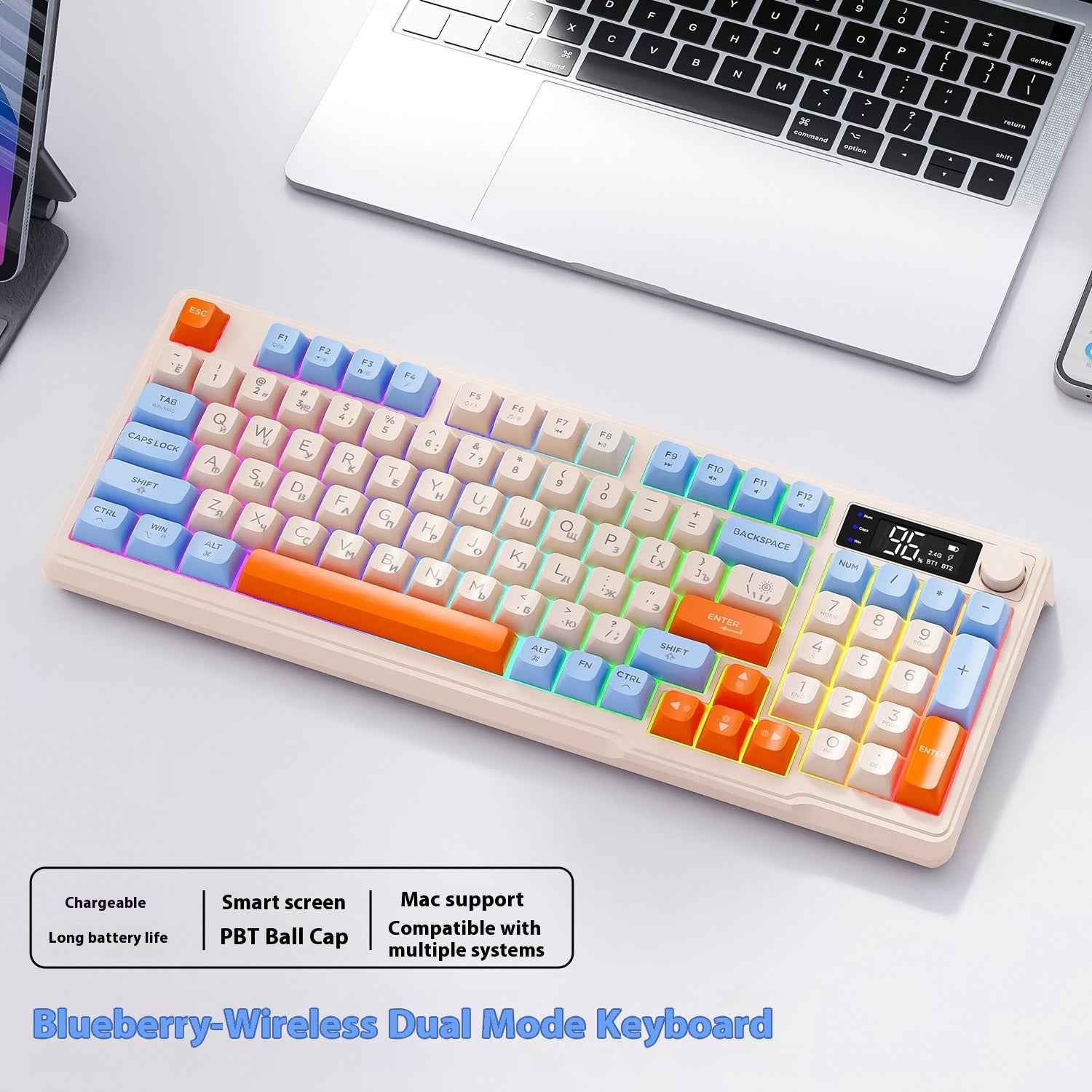 Wireless Bluetooth Russian Keyboard Display