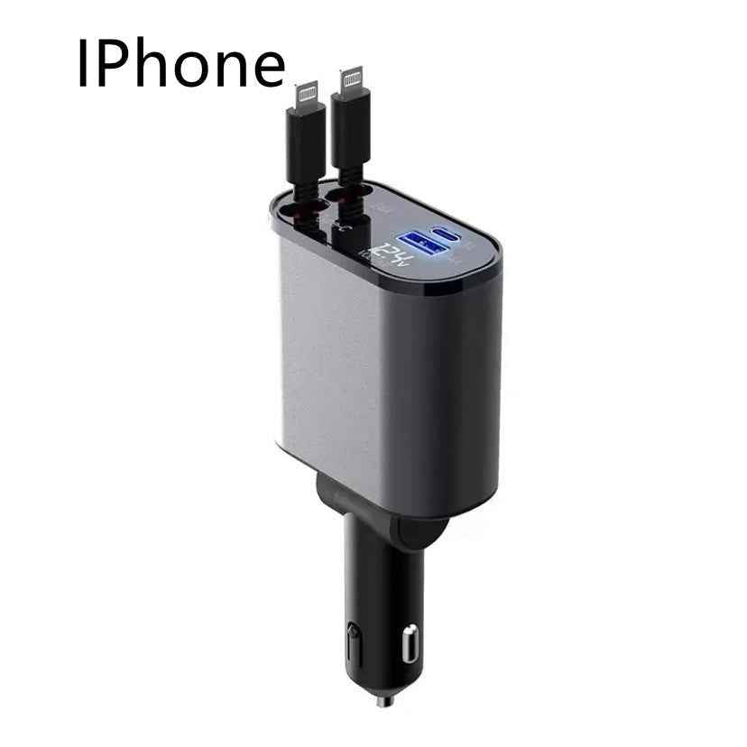 100W Metal Car Charger USB & Type-C Fast Adapter