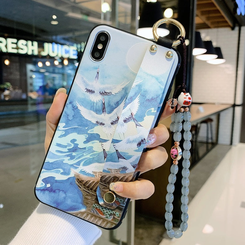 Compatible with Apple, Rose Flowers Wrist Strap phone Cases For iPhone - Small Enterprise