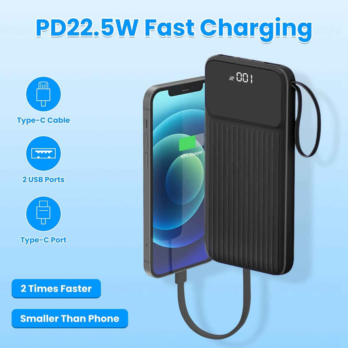 PD22W 20000mAh Fast Charging Power Bank