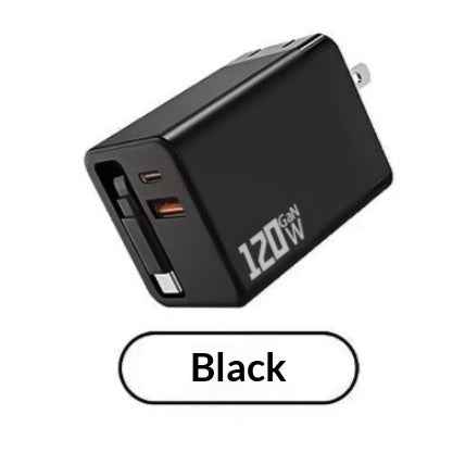 120W GaN Fast Charger with Retractable Cable