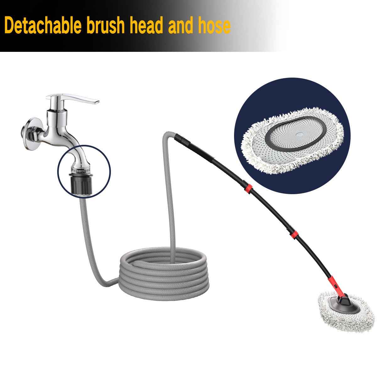 Portable 41 Car Wash Mop with Soft Brush & 10m Hose