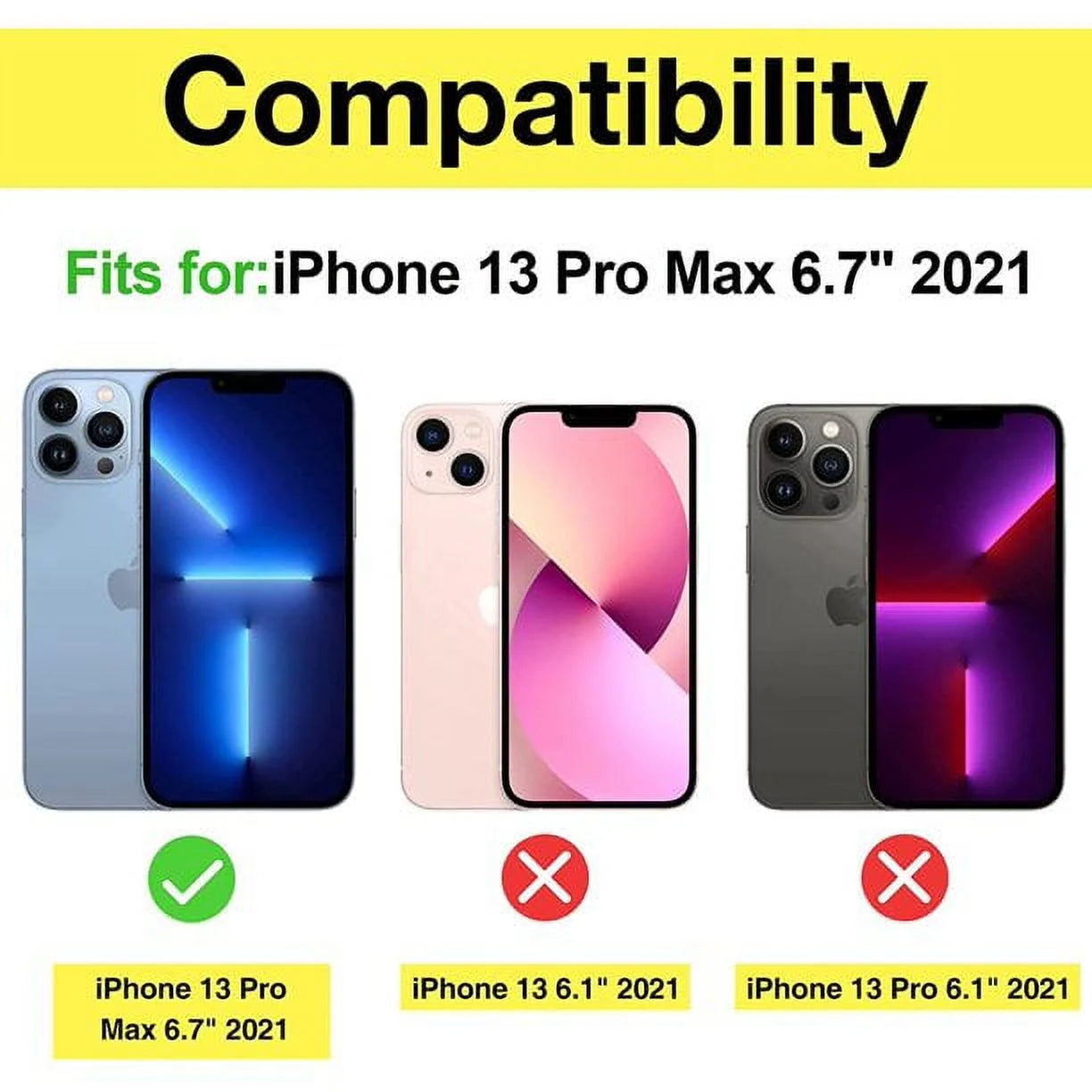 Tempered Glass Screen Protector for Iphone 13 Pro Max, 3 Tempered Glass with 3 Camera Glass Lens Cover Flim [Case Friendly][Scratch-Resistant]