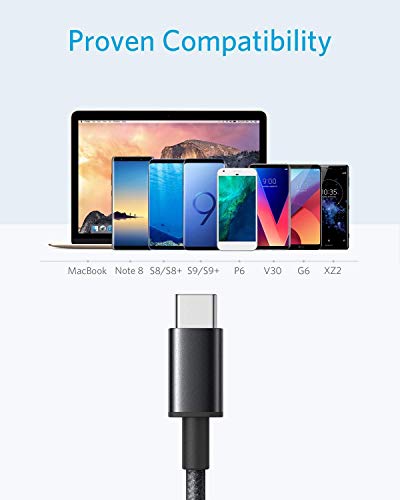 Anker Cable [2 Pack 3ft], USB A to USB C Cable for iPhone 17 Series,Samsung Galaxy S10 S10+, LG V30, Beats Fit Pro and More (Black).