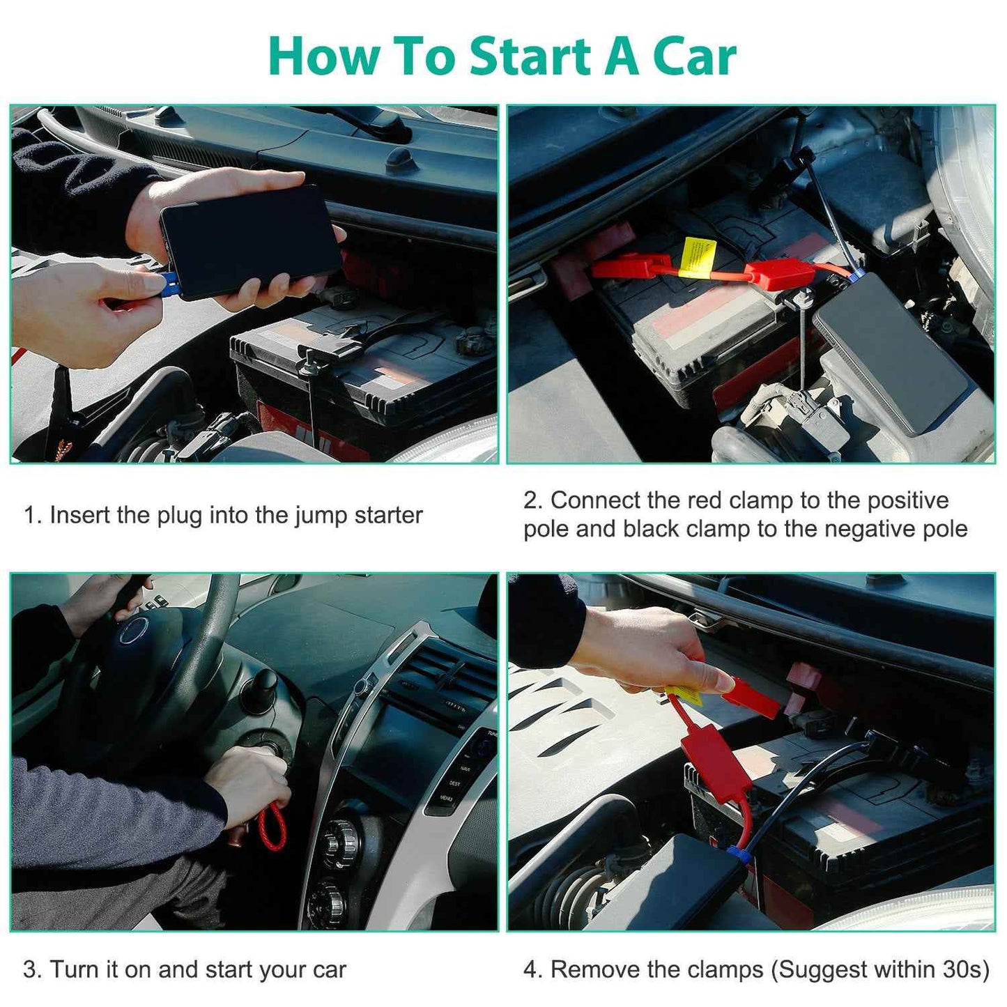 12V 20000mAh Car Jump Starter Power Bank with Lights