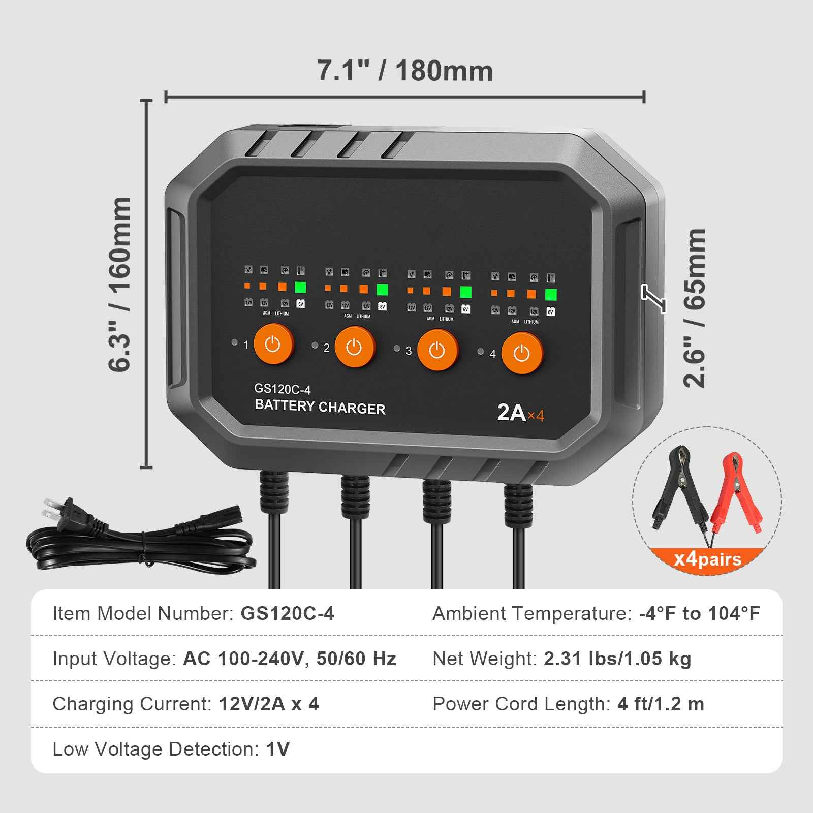 VEVOR 8-Amp Smart Battery Charger & Maintainer