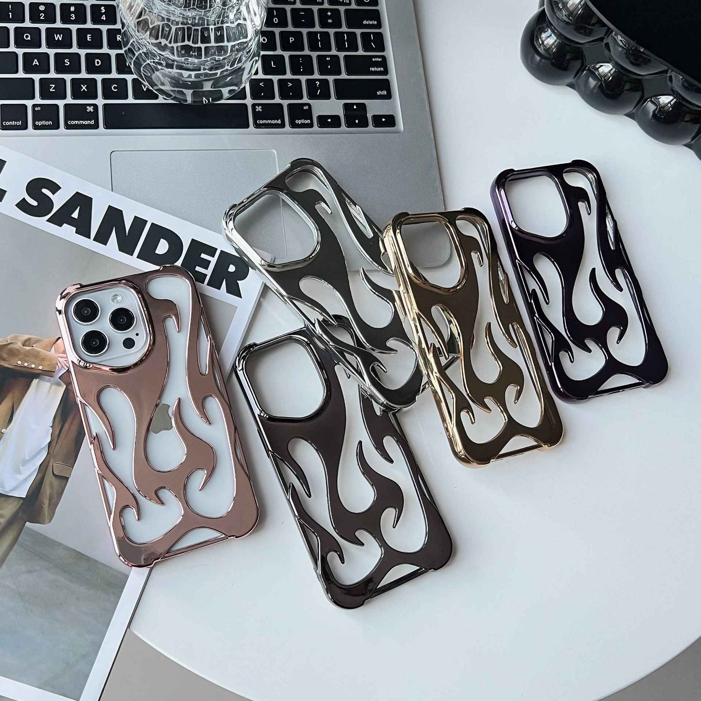Flame Pattern Electroplating Heat Dissipation Phone Case